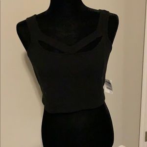 Charlotte Russe Cutout Black Crop Top